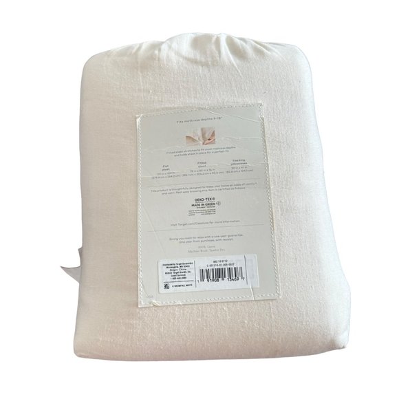 Casaluna Bedding New Casaluna 0 Washed Linen Solid Sheet Set King